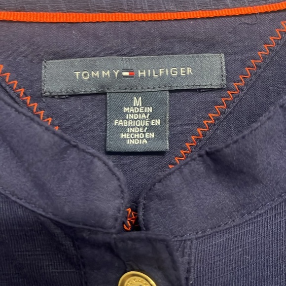 Tommy Hilfiger Button Cotton Shirt Dress Knee Length Navy Belted NWT size Medium - Picture 8 of 11